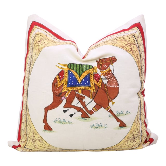 Fabdivine Pure White Linen Handmade Animal Print Throw Pillow Covers 16x16 Inches- Oont For Sale