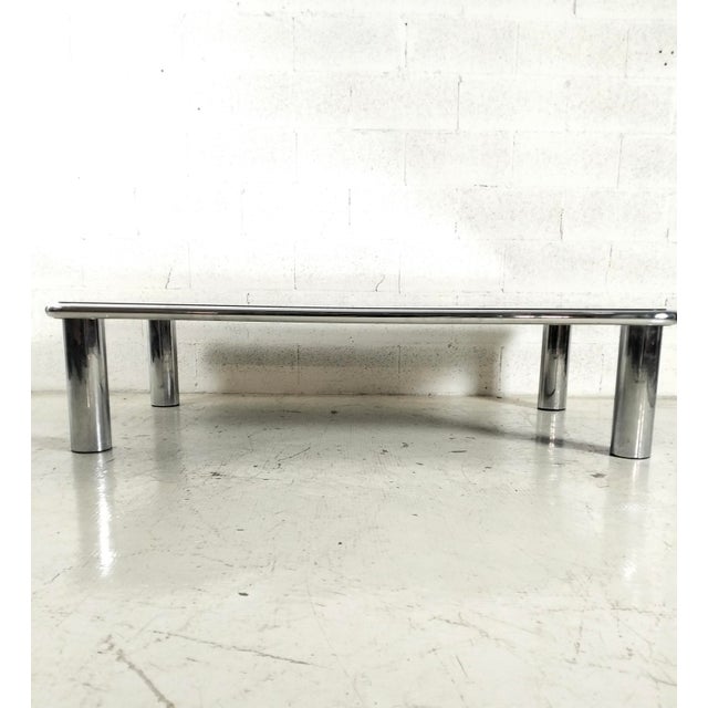 1970s Mirrored and Steel Chromed Sesann Coffee Table by Gianfranco Frattini for Cassina, 1970s For Sale - Image 5 of 12
