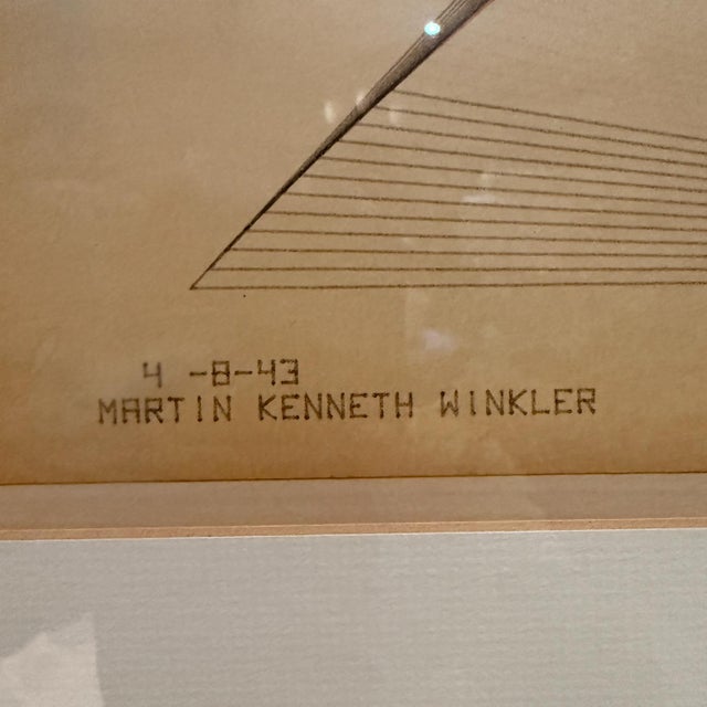 Paper 1943 Art Ink on Paper Abstract Drawing Signed Winkler For Sale - Image 7 of 9