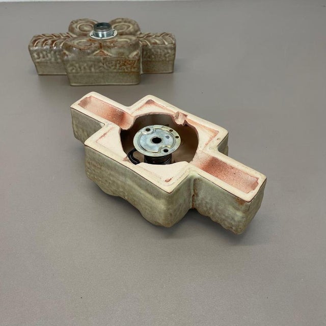Vintage Ceramic Fat Lava Wall Lights from Pan Ceramics, Germany, 1970s, Set of 2 For Sale - Image 15 of 16