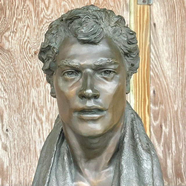 Bronze Vintage Regency Glenda Goodacre Attributed Bronze Bust of Man For Sale - Image 8 of 10
