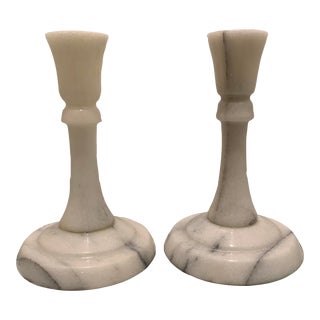 Vintage Marble Candle Holders - a Pair For Sale