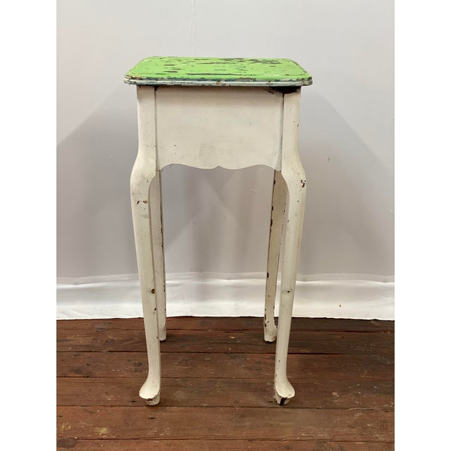 Petite Shabby Chic Queen Anne Style 1930s End Table For Sale - Image 4 of 12