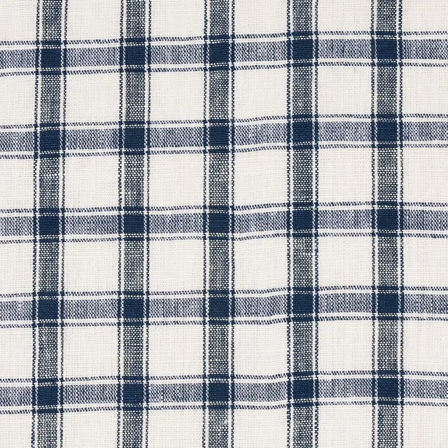 Contemporary Sample - Schumacher Crawford Linen Check Fabric in Indigo For Sale - Image 3 of 4