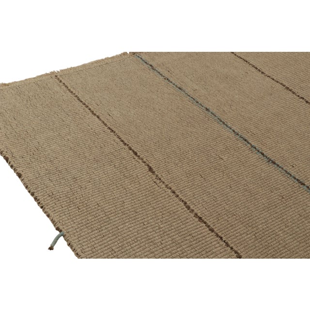 2010s Rug & Kilim’s Contemporary Kilim in Beige With Blue and Brown Stripes For Sale - Image 5 of 8