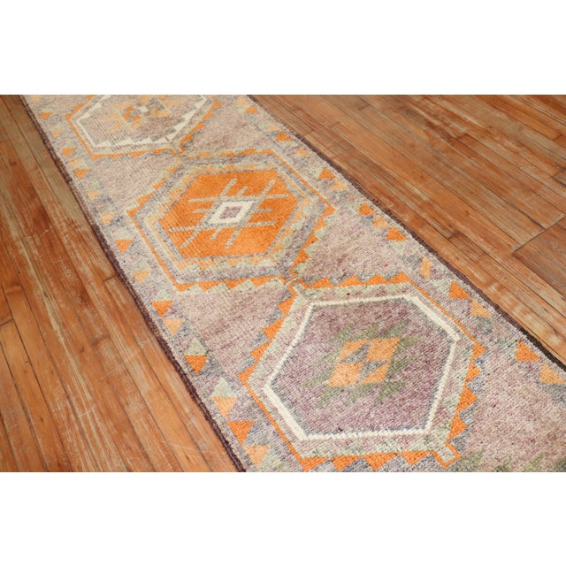 Gothic Vintage Zabihi Collection Turkish Anatolian Runner - 2'8" x 14'5" For Sale - Image 3 of 9