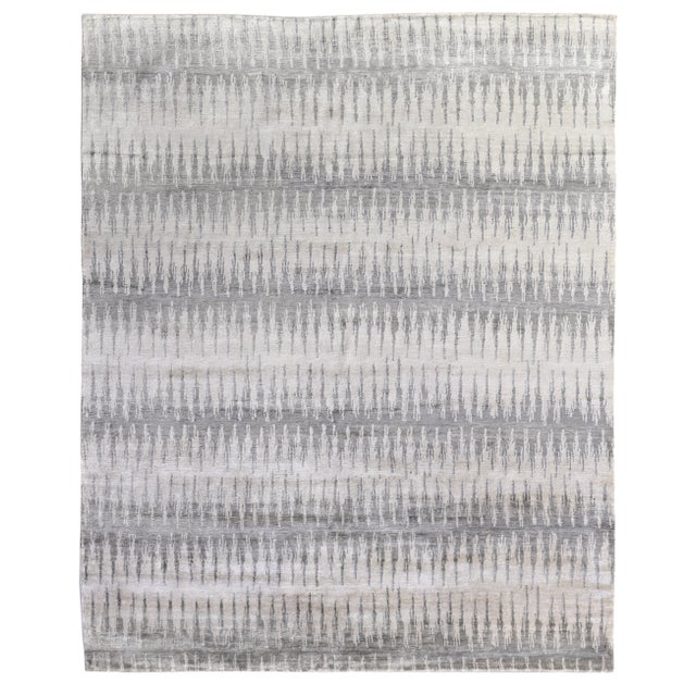 Gray Dartford Hand-Knotted Bamboo/SilkGray/Silver/Multi Rug - 9'x12' For Sale - Image 8 of 8
