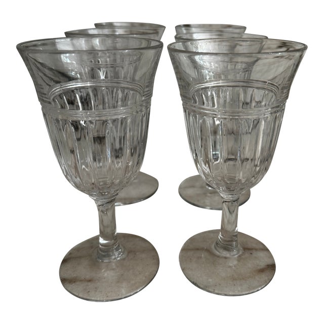 European Etched Wine Coupes, S/6 For Sale
