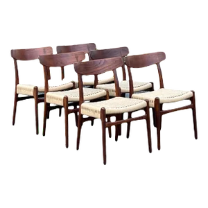 Mid-20th Century Model Ch-23 Teak and Oak Dining Chairs by Hans Wegner for Carl Hanson and Son, Denmark - Set of Six