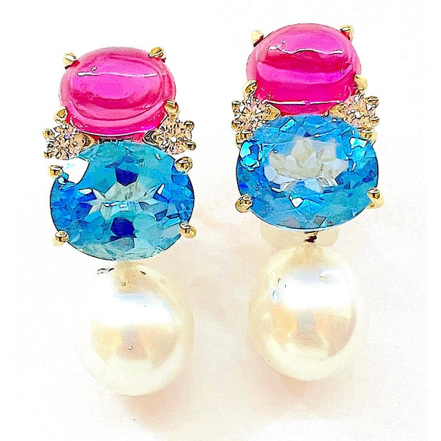 Christina Addison Medium Gum Drop Earrings With Peridot and Iolite and Diamonds For Sale - Image 12 of 12