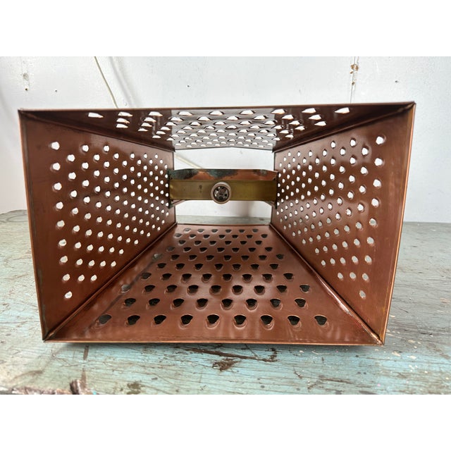 1980 Large Vintage Curtis Jere Cheese Grater Pendant Light in Copper