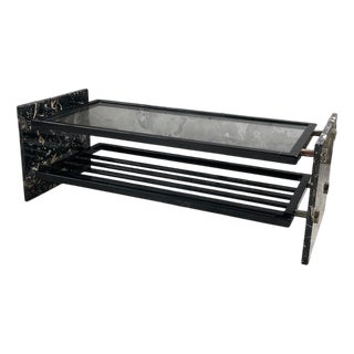 Italian Coffee Table in Marble and Glass, 1980s For Sale