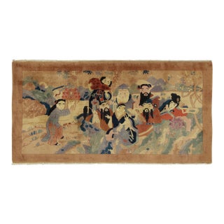 Vintage Chinese Pictorial Runner With Eight Immortals Design in Pastels - Rug & Kilim For Sale