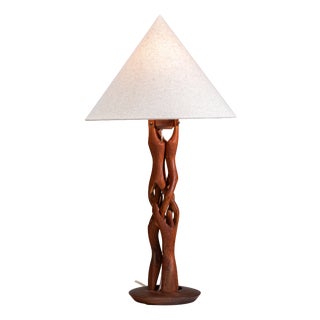 Organic Form Teak Table Lamp, 1960s For Sale