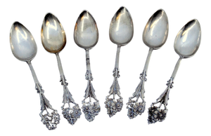 Silver Coffee Spoons with Floral Reliefs, Set of 6