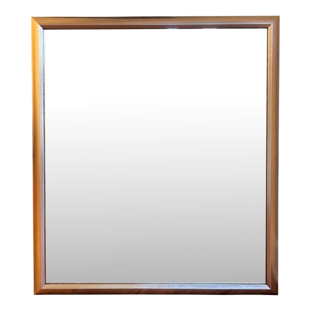 Contemporary Transitional Brushed Silver Finish Solid Large Wall Mirror For Sale
