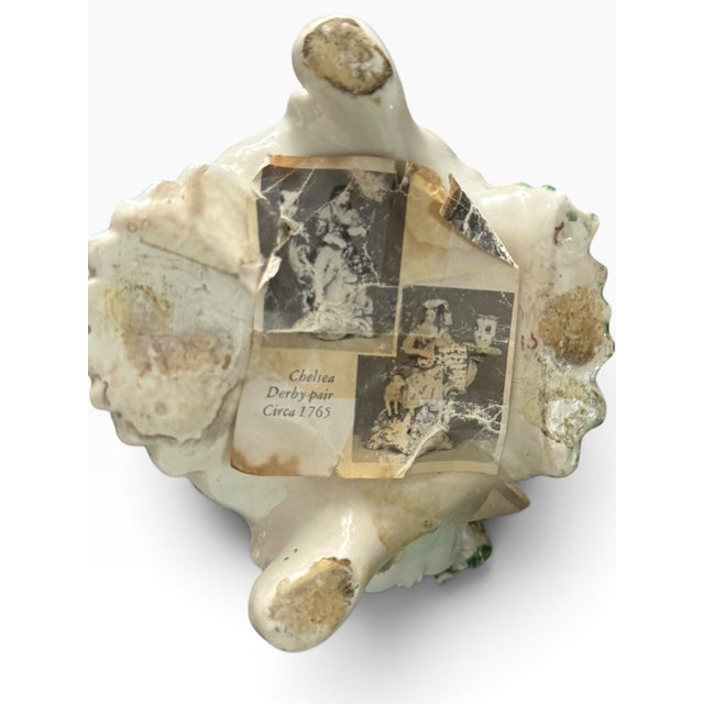 Ceramic Antique Chelsea-Derby Style Porcelain Shepherdess With Lamb, Incised N Mark For Sale - Image 7 of 8