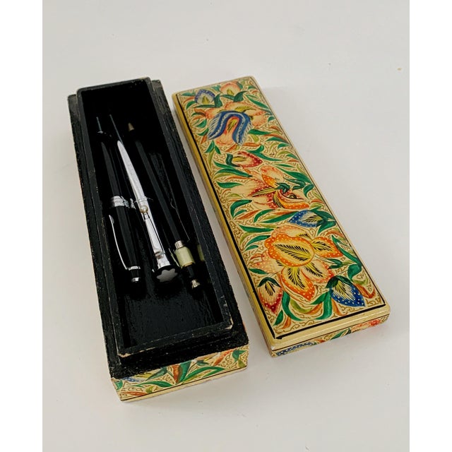 Vintage Kashmir Lacquer Pencil Case Paper Mache Box Chairish
