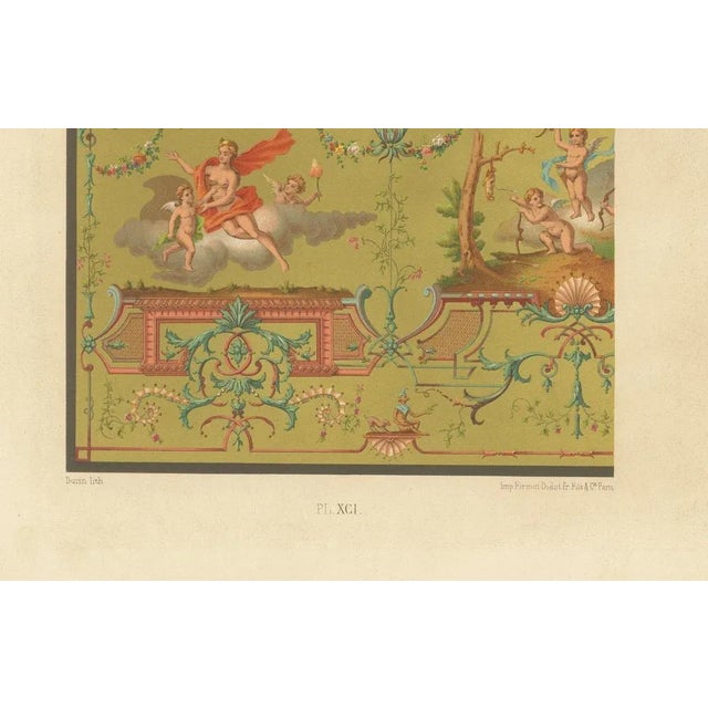 This elegant chromolithograph, Plate XC from *L'Ornement Polychrome*, features a refined example of 18th-century French...