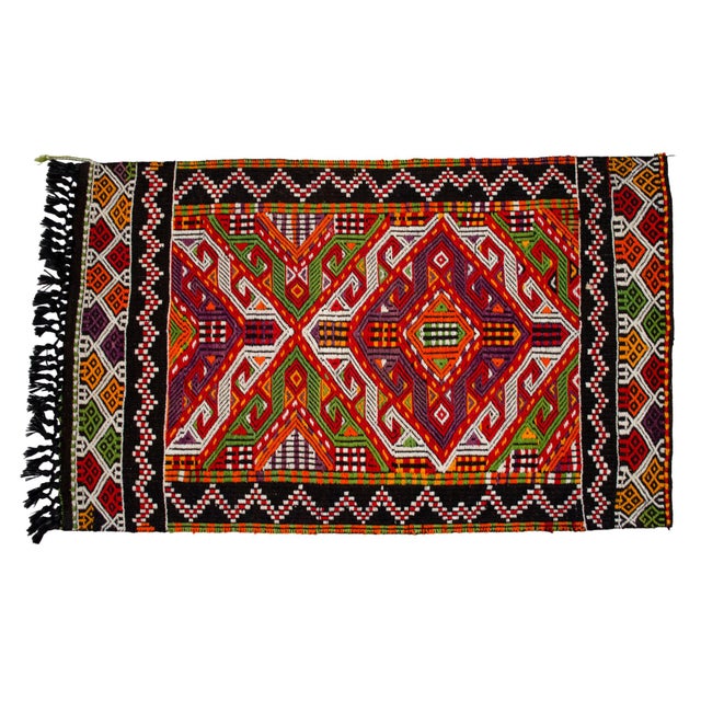 Red Hand-Woven Braided Small Rug Vintage Wall Decor Area Rug Kilim - 28″ × 46″ For Sale - Image 8 of 14