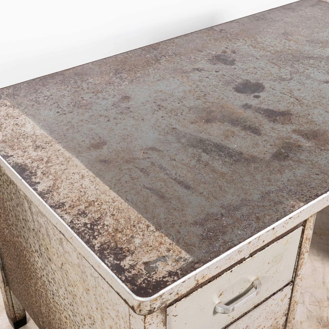 Industrial Steel Double Drawer Desk, 1950s For Sale - Image 13 of 14
