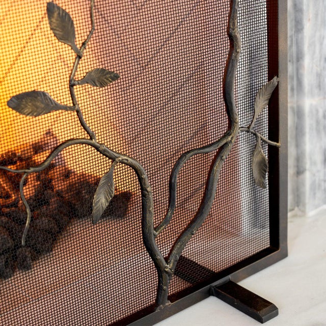 Metal Aged Silver Lennox Fireplace Screen Glass For Sale - Image 7 of 10
