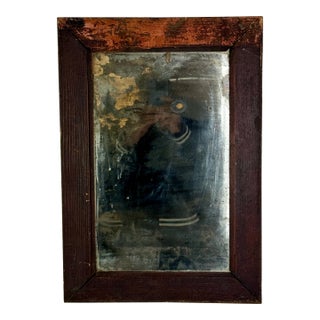 Antique Primitive Distressed Wall Mirror in Wood Frame With Peeking Color For Sale