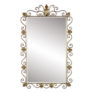Rectangular Mirror on Brass Frame, 1960s For Sale