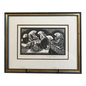 Olin Dows Original Wood Block Engraving
