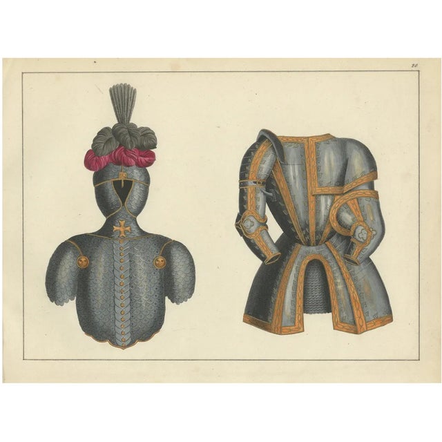 Ornate Medieval Armor and Tournament Attire, 1842, Paper For Sale