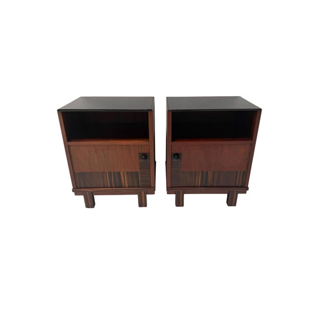 Dutch Art Deco Walnut Nightstands by Max Coini, 1920s, Set of 2 For Sale - Image 9 of 10
