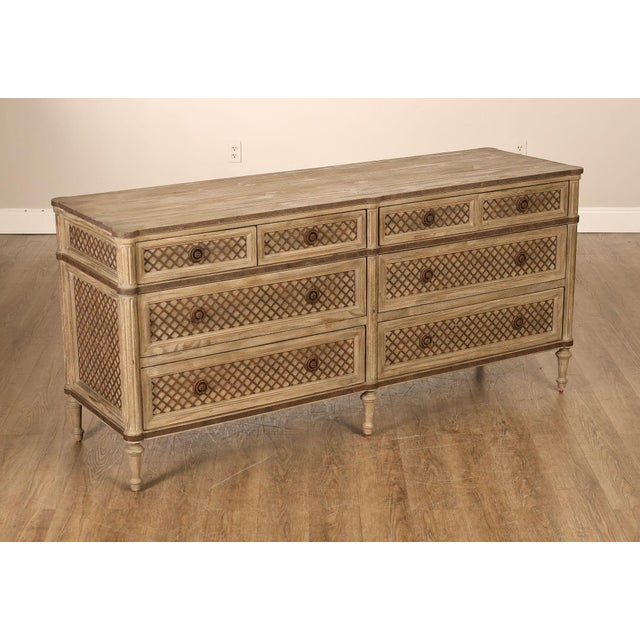 High Quality Latticework Eight-Drawer Chest with Distressed Finish