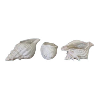 Vintage White Ceramic Shell Planters - Set of 3 For Sale