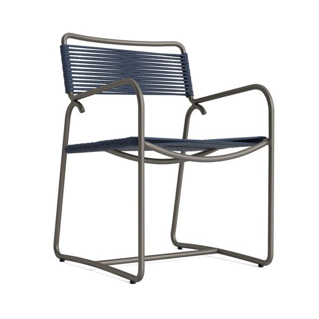 Brown Jordan Walter Lamb Aluminum Arm Chair, Mica frame with Marine fabric For Sale - Image 13 of 13