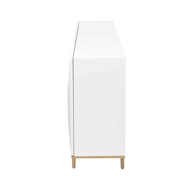 Pasargad Home Polara Modern White Sideboard With Geometric Doors For Sale - Image 4 of 12