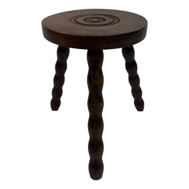 French Tripod Bobbin-Leg Stool, 1950s For Sale