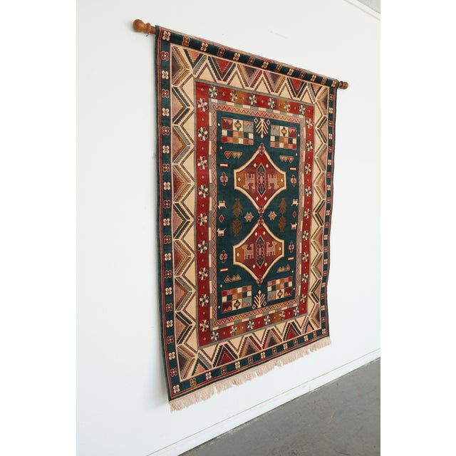 Abstract Vintage Geometric Woven Wall Tapestry For Sale - Image 3 of 10