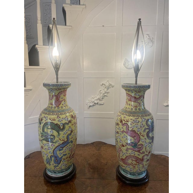 Large 19th Century Chinese Porcelain Vase Lamps, 1880s, Set of 2 For Sale - Image 13 of 18