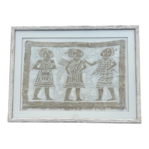 Framed Vintage African Korhogo Mud Cloth Painting