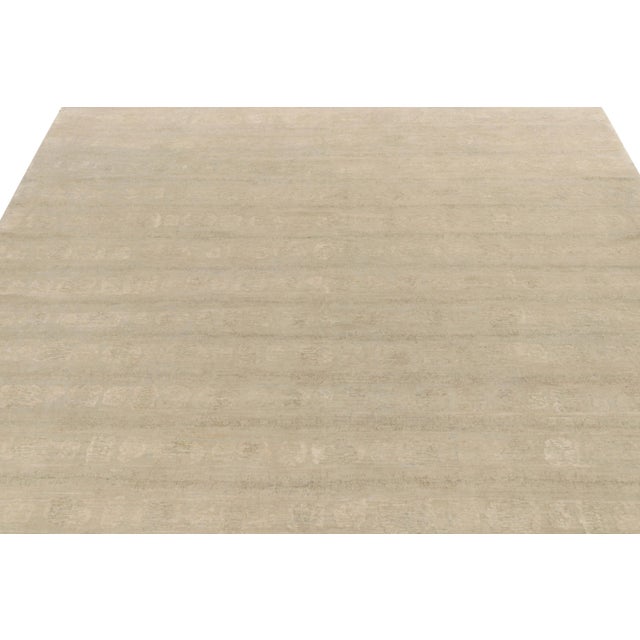 Rug & Kilim 11x11 Contemporary Rug in Beige & Grey Muted Stripes by Rug & Kilim For Sale - Image 4 of 7