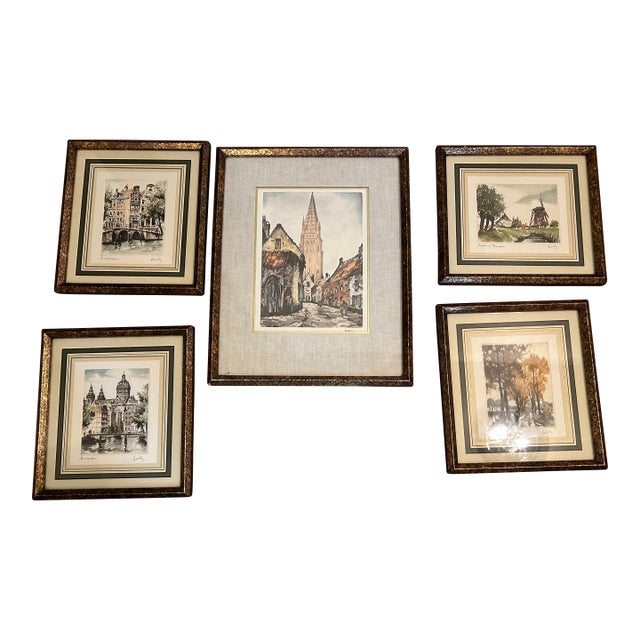 Collection of 5 Framed Limited Edition Signed Prints by Linck Sarouk For Sale