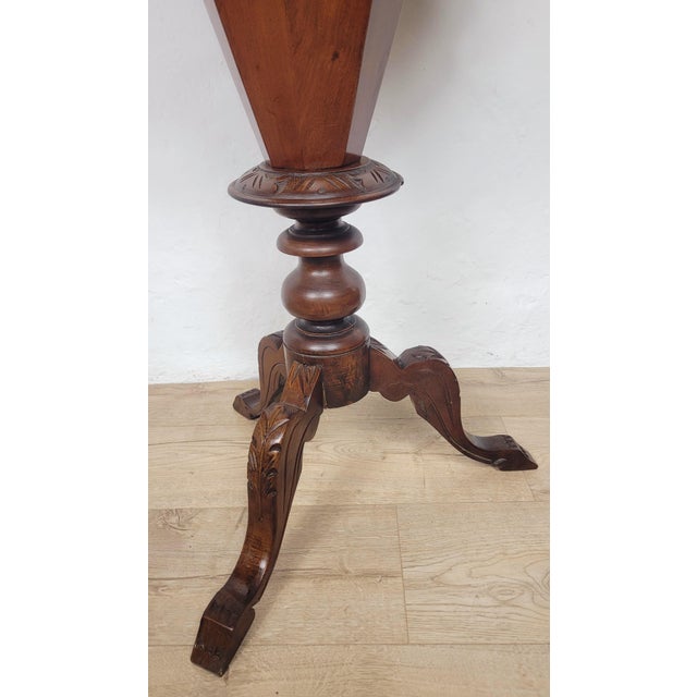 Victorian Games Table Octagonal Sewing Box with Lock and Key, 1890 For Sale - Image 12 of 18