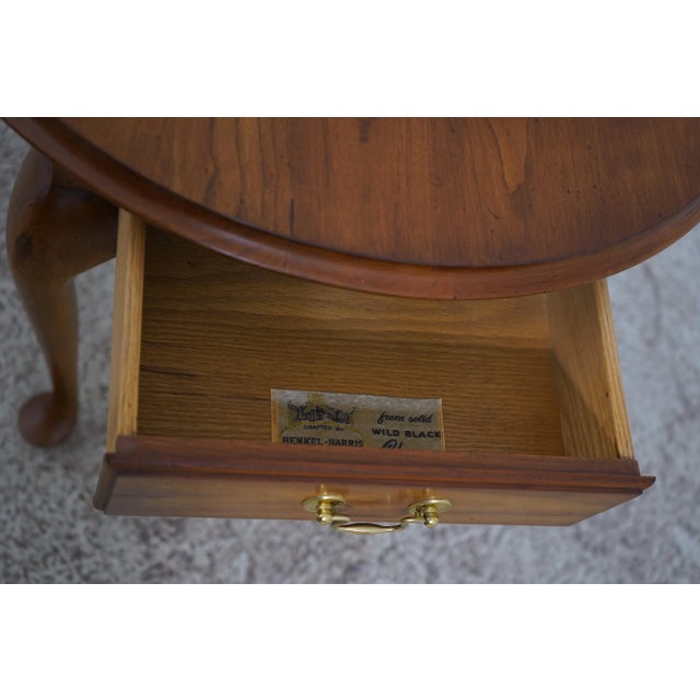 Henkel Harris Pair Henkel Harris Cherry 1 Drawer Lamp Tables W. Drawer For Sale - Image 4 of 12