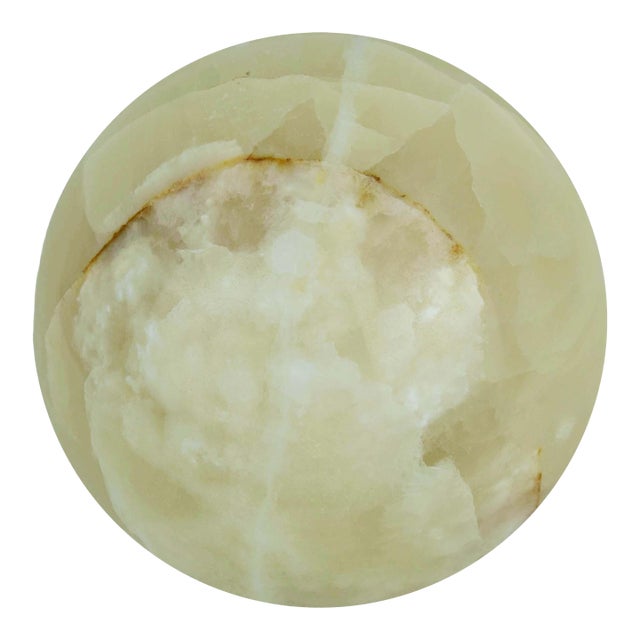 Late 20th Century Large Heavy Natural Polished Honey Onyx Sphere Orb Sculpture For Sale