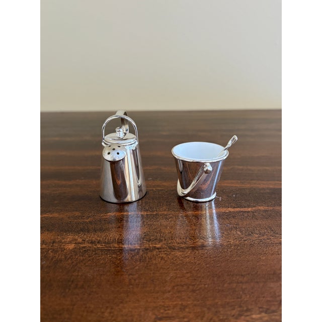 Late 20th Century Late 20th Century Silver Godinger Country Garden Pail and Watering Can Salt and Pepper Shakers For Sale - Image 5 of 11