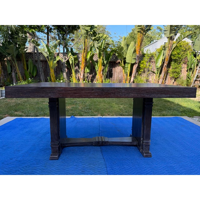 Oxblood Red 1940’s French Art Deco Cerused Oak Dining Table For Sale - Image 8 of 12