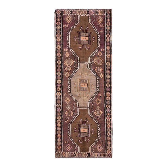 Vintage Decorative Turkish Kars Kilim Rug - 4`8 For Sale
