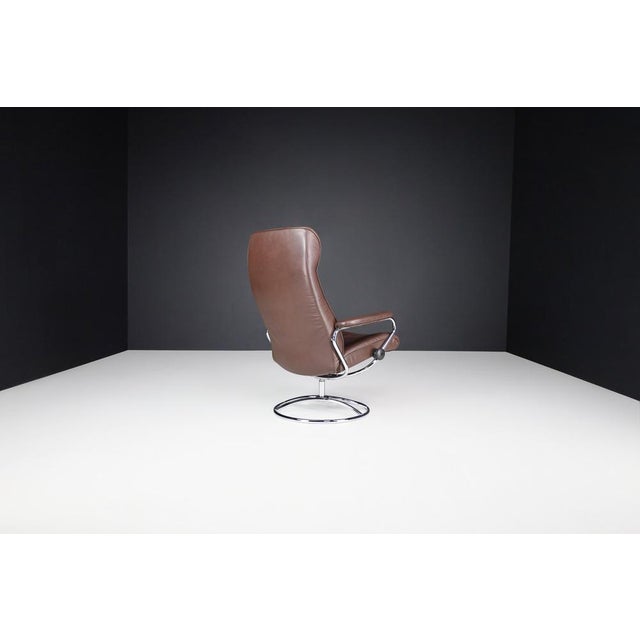 Vintage Scandinavian Leather Lounge Chair from Ekornes Stressless, 1980 For Sale - Image 6 of 13