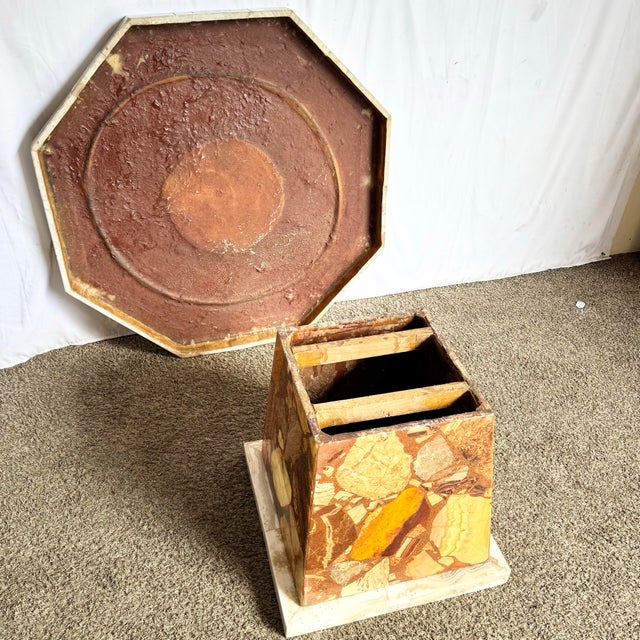 Mexican “Aztec” Hand Carved Green and Brown Onyx Octagonal Coffee Table For Sale In Miami - Image 6 of 12