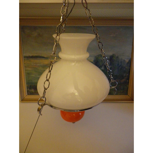 Vintage Pendant Light with White Opaline Glass, 1970s For Sale - Image 10 of 15
